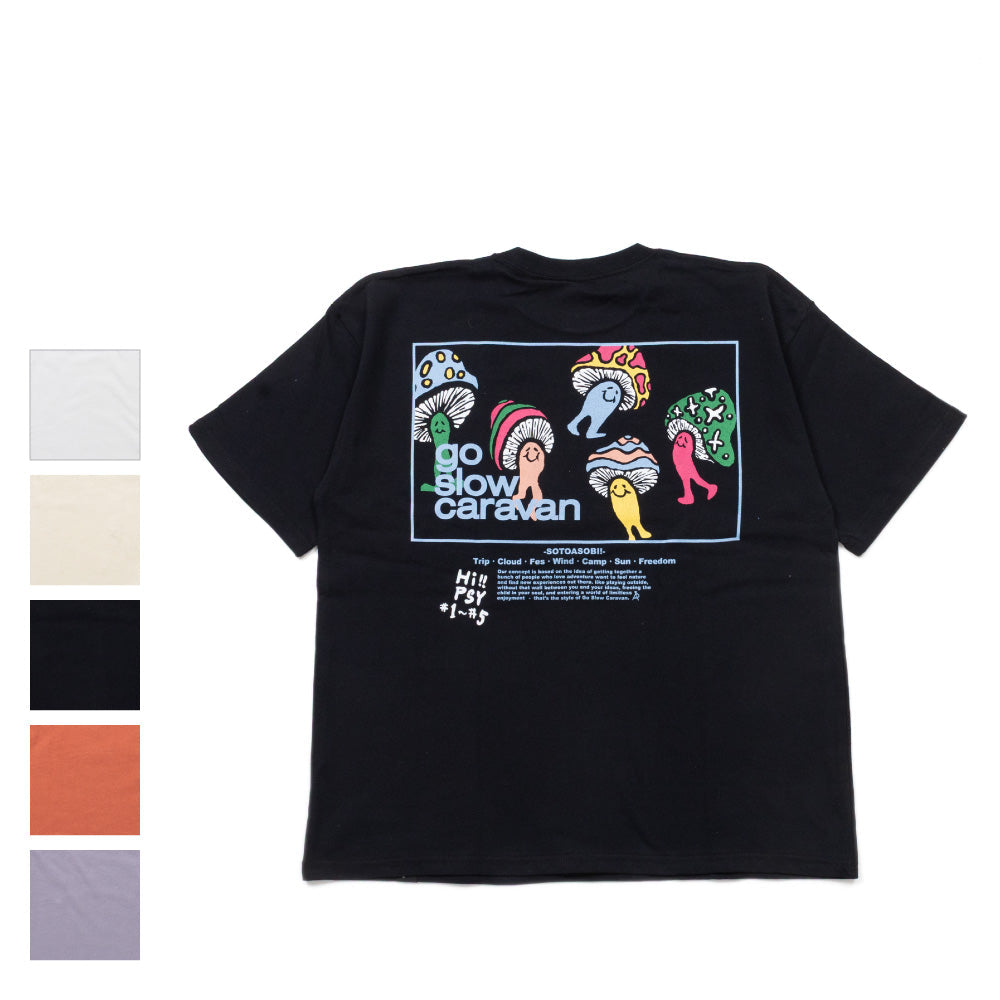 go slow caravan - USA/C スクエアLOGOバックプリントゆったりTEE