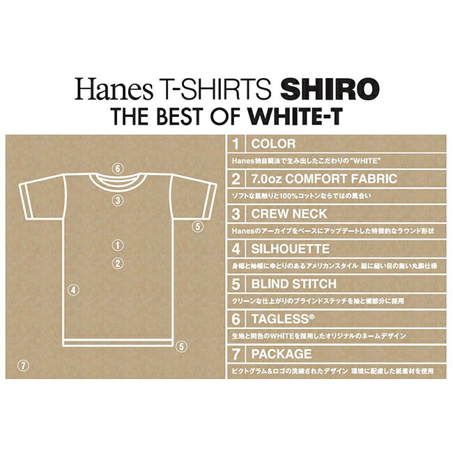 Hanes ヘインズ 1P SHIRO CREWNECK T-SHIRT クルーネックTシャツ HM1-X201