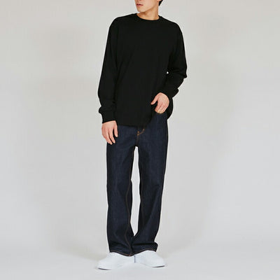 Hanes ヘインズ 1P HANES T-SHIRTS KURO クルーネックロングスリーブTシャツ Black HM4-C201