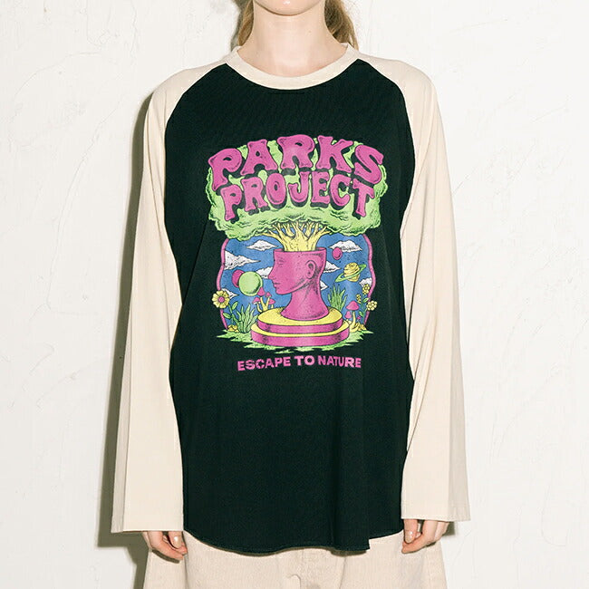 PARKS PROJECT パークスプロジェクト Organic Cotton Escape To Nature Raglan QS Tee by DLOP オーガニックコットンエスケープトゥネイチャーラグランQSティー PP25SS-005