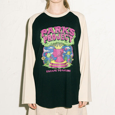 PARKS PROJECT パークスプロジェクト Organic Cotton Escape To Nature Raglan QS Tee by DLOP オーガニックコットンエスケープトゥネイチャーラグランQSティー PP25SS-005