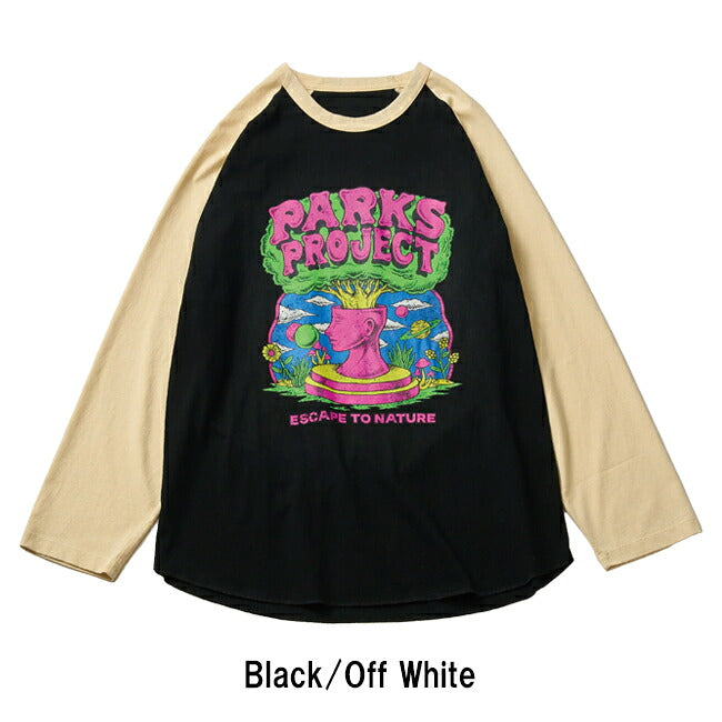PARKS PROJECT パークスプロジェクト Organic Cotton Escape To Nature Raglan QS Tee by DLOP オーガニックコットンエスケープトゥネイチャーラグランQSティー PP25SS-005