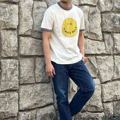 free rage フリーレイジ リサイクルコットンリンガーTee(SMILE) 225AC785A