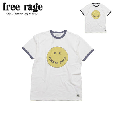 free rage フリーレイジ リサイクルコットンリンガーTee(SMILE) 225AC785A