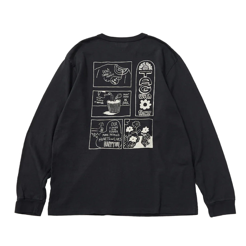 リサイクルコットン長袖Tシャツ (Tag With Flower)