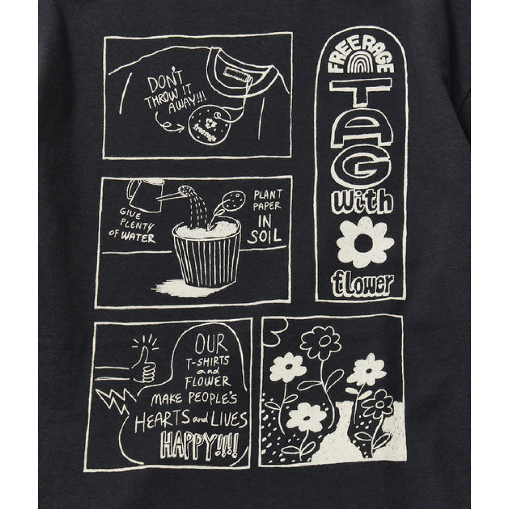 リサイクルコットン長袖Tシャツ (Tag With Flower)