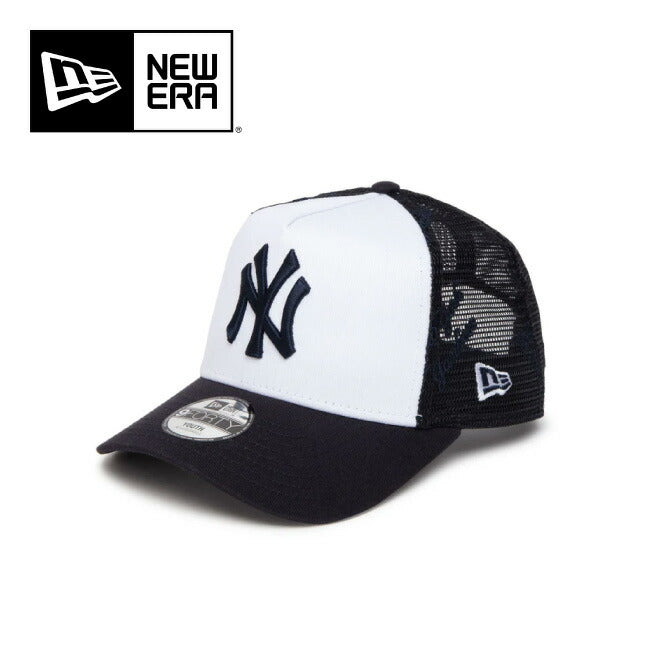 NEWERA ニューエラ キッズ Youth 9FORTY A-Frame トラッカー MLB Mesh Embroidery ニューヨーク・ヤンキース ホワイト/ネイビー 14392018