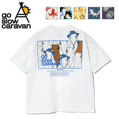 go slow caravan ゴースローキャラバン USA/C スクエアLOGO バックプリント ゆったり TEE 341915A