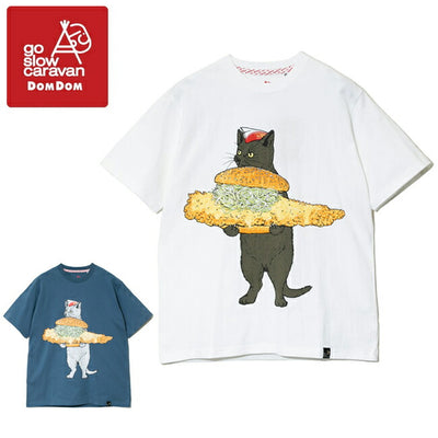 go slow caravan ゴースローキャラバン DOMDOM×gsc USA/C 天竺 びたびたバターフィッシュ猫S/S TEE 341962
