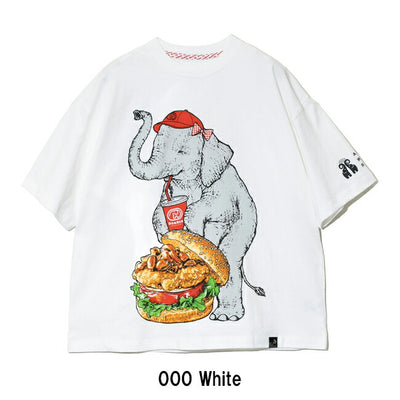 go slow caravan ゴースローキャラバン DOMDOM×gsc USA/C 天竺 味噌ピー チキンバーガーゾウBIG TEE 341963
