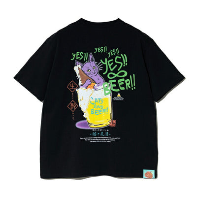 go slow caravan ゴースローキャラバン RAY綿 猫と麦酒TEE〜無限麦酒2〜 342610