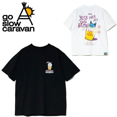 go slow caravan ゴースローキャラバン RAY綿 猫と麦酒TEE〜麦酒風呂2〜 342611
