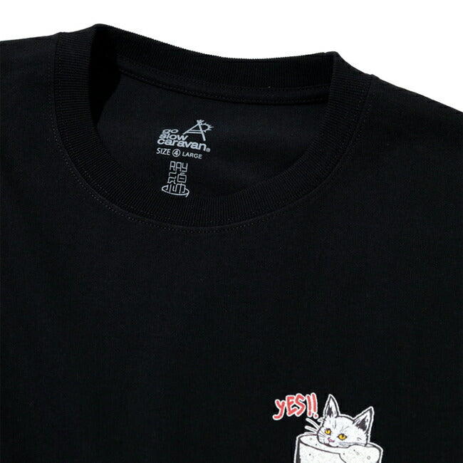 go slow caravan ゴースローキャラバン RAY綿 猫と麦酒TEE〜麦酒風呂2〜 342611
