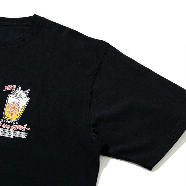 go slow caravan ゴースローキャラバン RAY綿 猫と麦酒TEE〜麦酒風呂2〜 342611