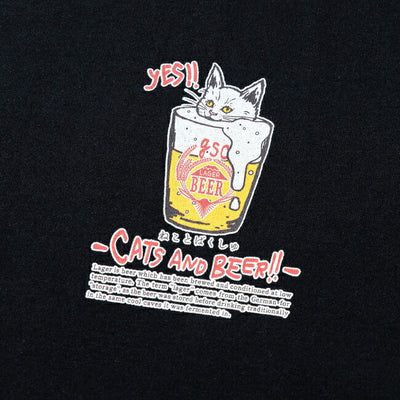 go slow caravan ゴースローキャラバン RAY綿 猫と麦酒TEE〜麦酒風呂2〜 342611