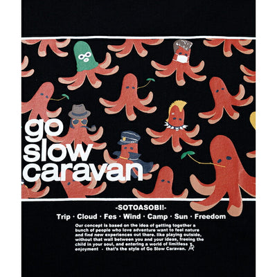 go slow caravan ゴースローキャラバン USA/C スクエアLOGO バックプリント ゆったり TEE 341915B