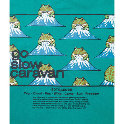 go slow caravan ゴースローキャラバン USA/C スクエアLOGO バックプリント ゆったり TEE 341915B