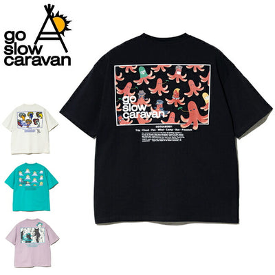 go slow caravan ゴースローキャラバン USA/C スクエアLOGO バックプリント ゆったり TEE 341915B
