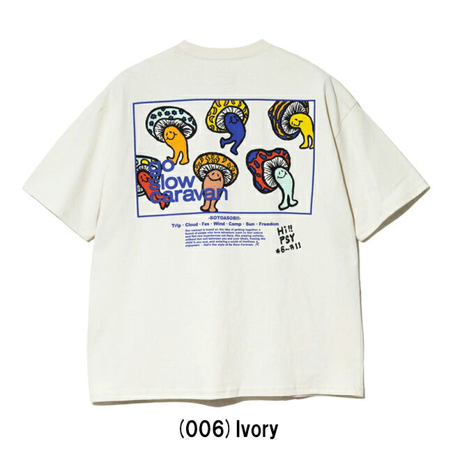 go slow caravan ゴースローキャラバン USA/C スクエアLOGO バックプリント ゆったり TEE 341915B