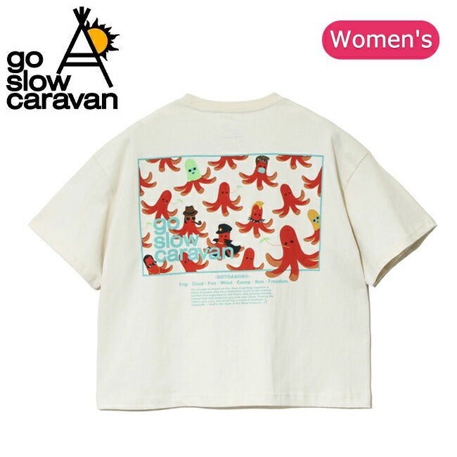go slow caravan ゴースローキャラバン USA/CスクエアLOGOバックプリントミドルTEE 341946A
