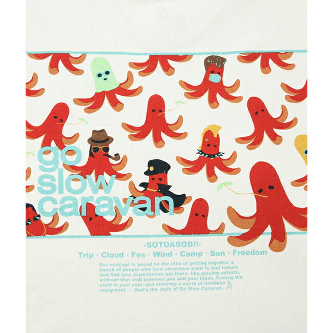 go slow caravan ゴースローキャラバン USA/CスクエアLOGOバックプリントミドルTEE 341946A