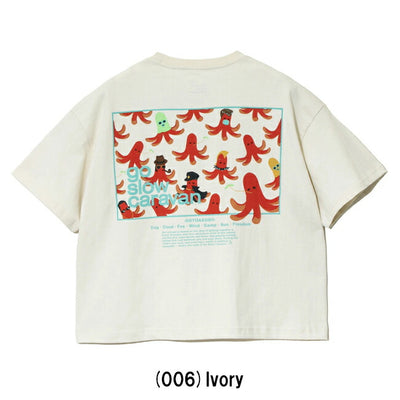 go slow caravan ゴースローキャラバン USA/CスクエアLOGOバックプリントミドルTEE 341946A