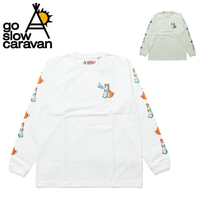 go slow caravan ゴースローキャラバン 超ヘビーUSA/C 柴犬と晩酌 ロングスリーブTEE 351907