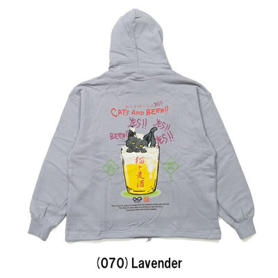 空紡糸裏毛 猫と麦酒ヘムスピンドルBOXフーディー 352609