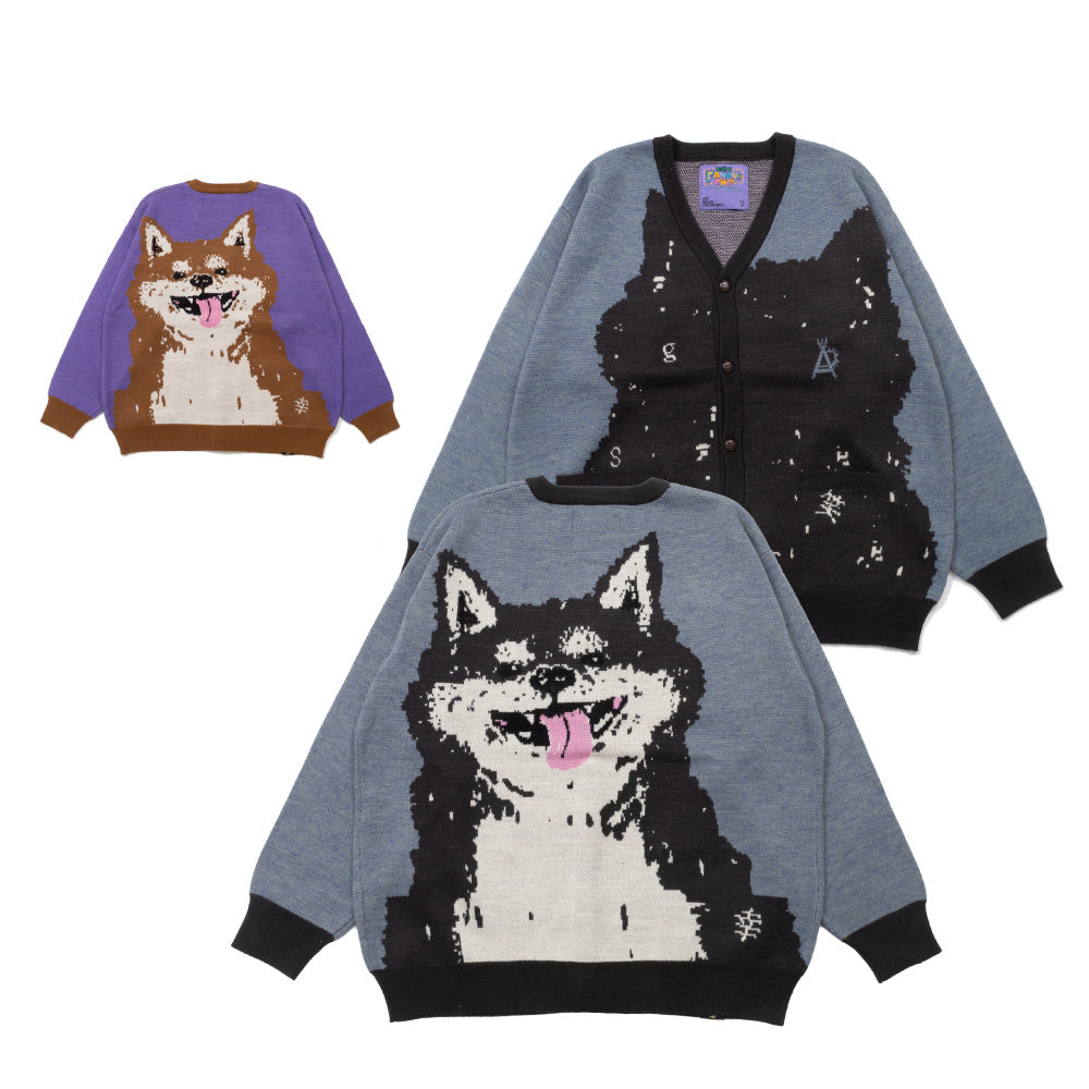 笑う柴犬 IMPACTジャガードニットカーディガン