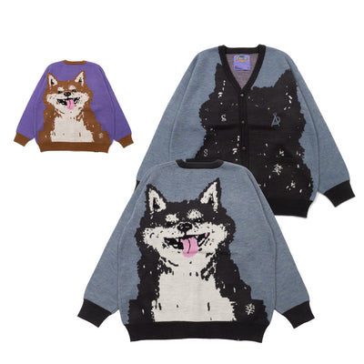 笑う柴犬 IMPACTジャガードニットカーディガン