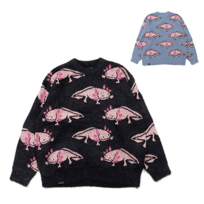 ウーパールーパー シャギー MIX ジャガードニットBIGセーター