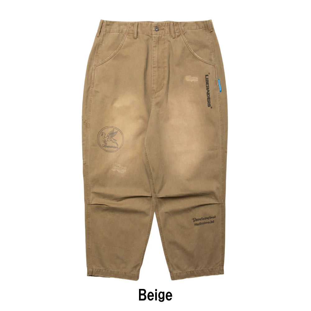 HANDWRITING PRINT CHINO SARROUEL PANTS ハンドライティングプリントチノサルエルパンツ 777022503