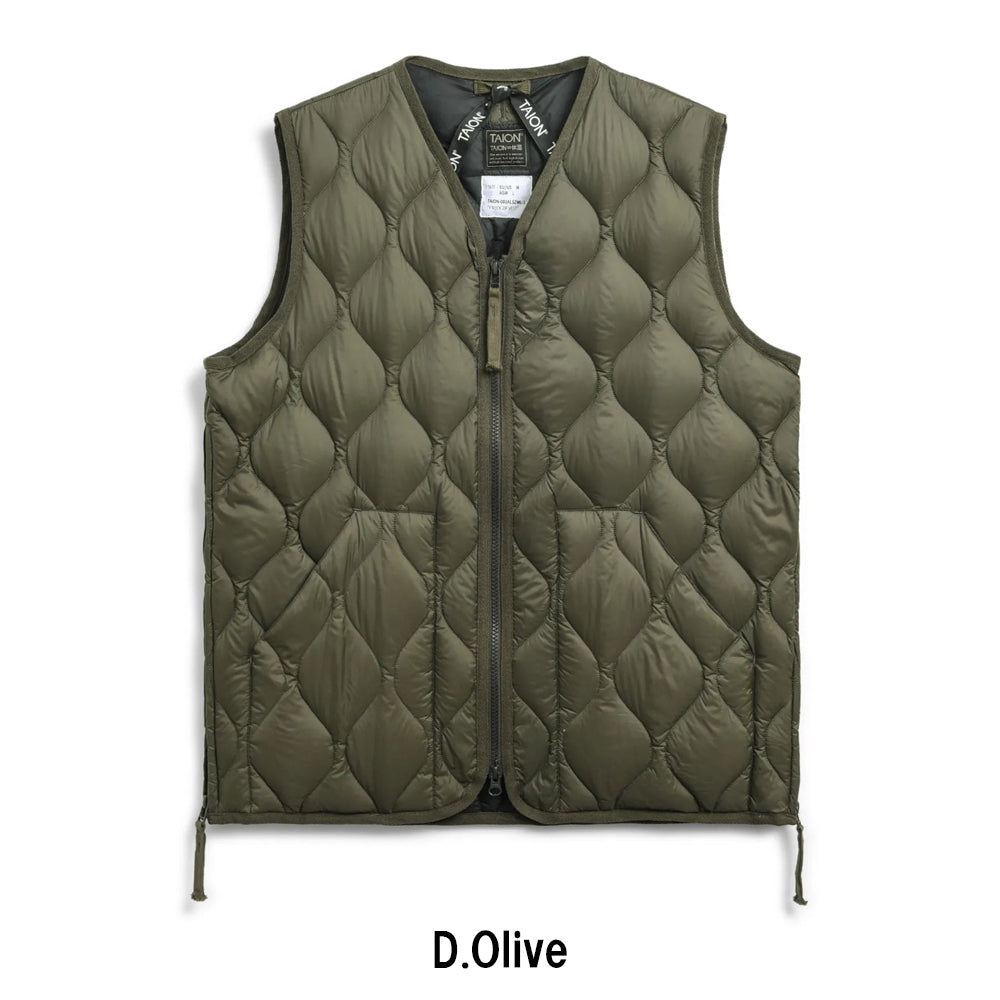 ミリタリー VネックWジップ ダウンベスト-ソフトシェル TAION-001ALSZML-1