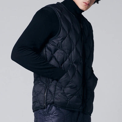 ミリタリー VネックWジップ ダウンベスト-ソフトシェル TAION-001ALSZML-1