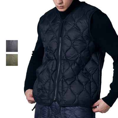 ミリタリー VネックWジップ ダウンベスト-ソフトシェル TAION-001ALSZML-1