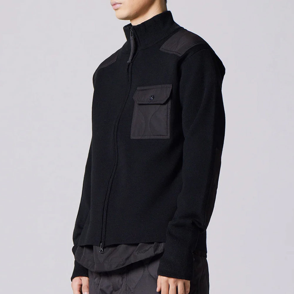 ノンダウン ミリタリー Wジップ ハイネック ニット TAION-KN102WZML-1