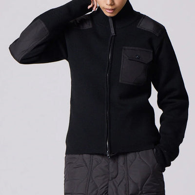 ノンダウン ミリタリー Wジップ ハイネック ニット TAION-KN102WZML-1