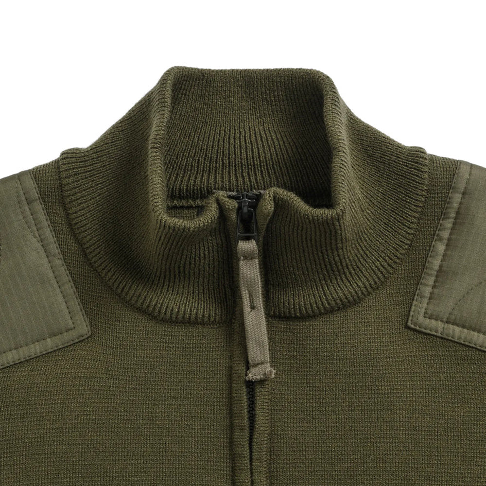 ノンダウン ミリタリー Wジップ ハイネック ニット TAION-KN102WZML-1