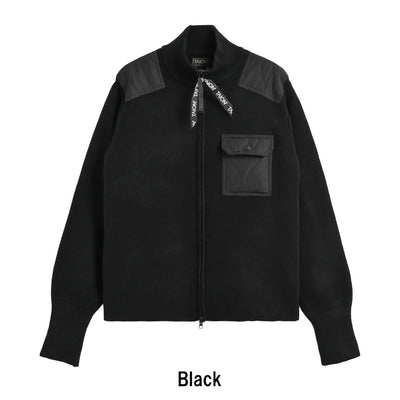 ノンダウン ミリタリー Wジップ ハイネック ニット TAION-KN102WZML-1