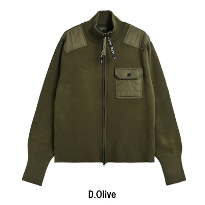 ノンダウン ミリタリー Wジップ ハイネック ニット TAION-KN102WZML-1