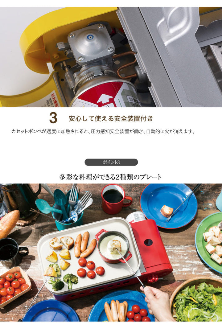 ポータブルガスホットプレート プチパン グリーン SAG-RS21C(G