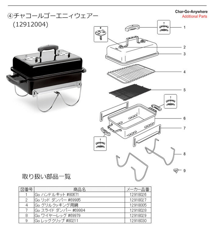 Weber ウェーバー ゴーエニウェア リッド ダンパー #69985 12918027