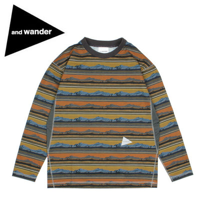 and wander アンドワンダー printed UV shield base long sleeve T プリントUVシールドベースロングスリーブティー 574-1153072