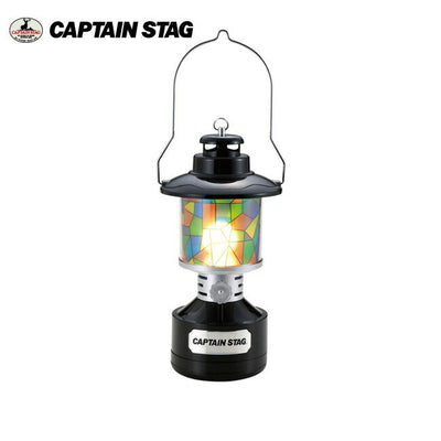 CAPTAIN STAG キャプテンスタッグ ツインライト　LEDランタン(ステンドグラス風シート付)（ブラック） UK-4033 ランタンバーベキュー
