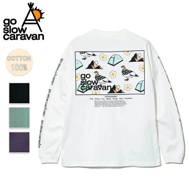 go slow caravan ゴースローキャラバン USA/C スクエアLOGOバックプリントロングスリーブTEE 321901
