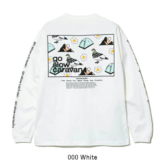 go slow caravan ゴースローキャラバン USA/C スクエアLOGOバックプリントロングスリーブTEE 321901