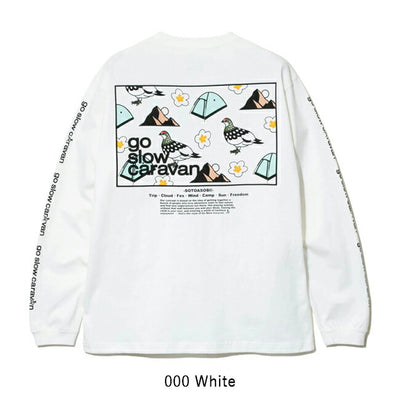 go slow caravan ゴースローキャラバン USA/C スクエアLOGOバックプリントロングスリーブTEE 321901