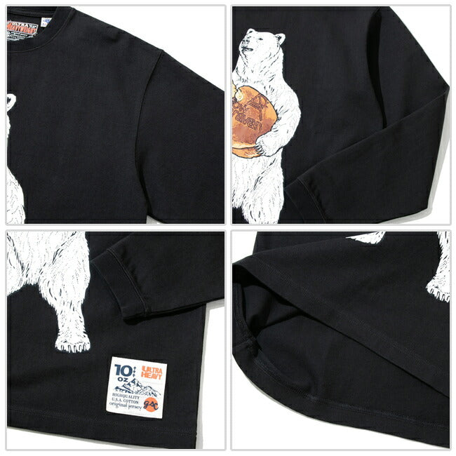 go slow caravan ゴースローキャラバン 超ヘビーUSA/C どら焼きクマロングスリーブ TEE 332802