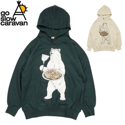 go slow caravan ゴースローキャラバン 空紡糸裏毛 お好み焼きクマプルパーカー 332607