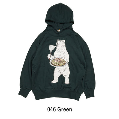 go slow caravan ゴースローキャラバン 空紡糸裏毛 お好み焼きクマプルパーカー 332607